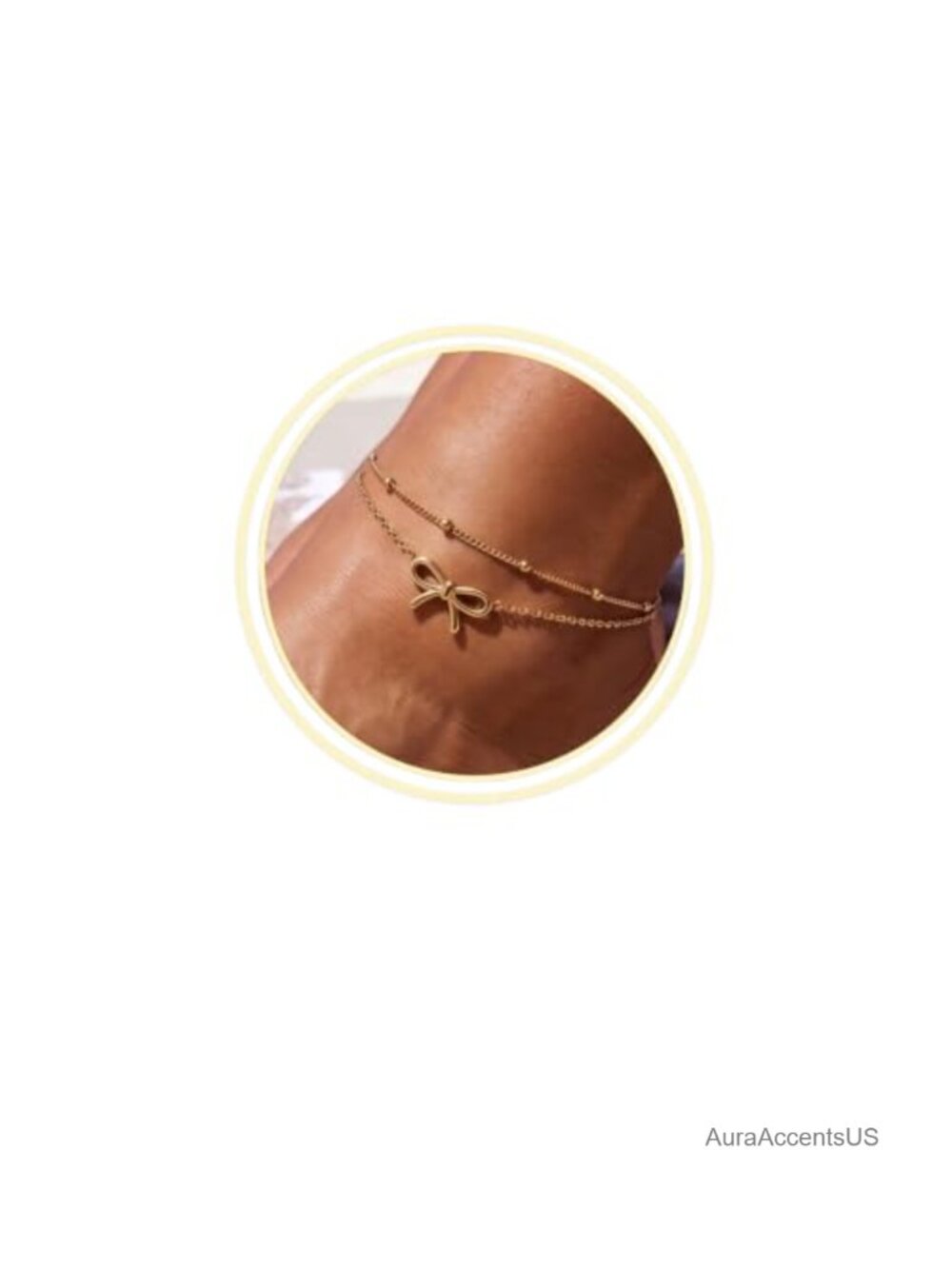 Trendy 2 Layers Anklet Bracelet Waterproof Adjustable Gold Plated Stainless
